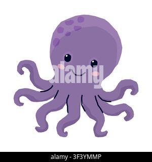 Cute octopus cartoon vector illustration isolated on white background Stock Vector