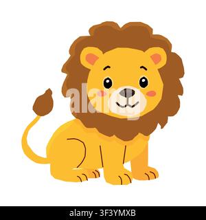 Cute lion cartoon vector illustration isolated on white background Stock Vector