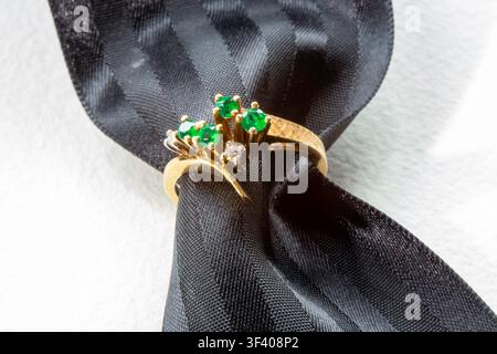 Jewelry:  Emerald Ring Still Life Stock Photo