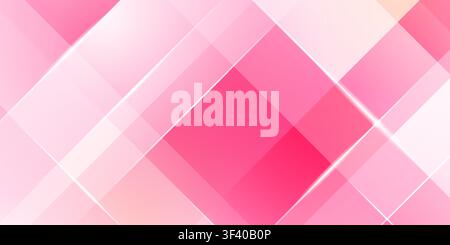 Vibrant abstract background featuring overlapping geometric shapes in shades of pink, white, and magenta, creating a modern, dynamic, and bright visua Stock Vector