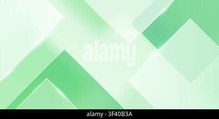 Abstract geometric background with soft pastel green and white overlapping shapes, modern and minimalist design. Stock Vector