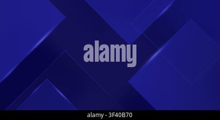 Deep blue abstract geometric background with overlapping sharp shapes and subtle glowing lines, creating a modern, digital feel. Stock Vector