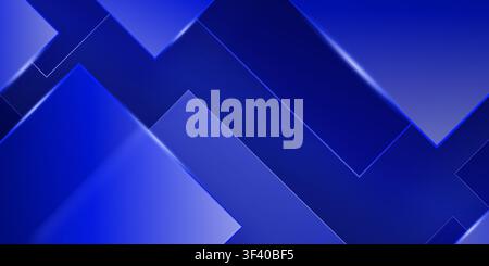 Dynamic abstract background with intersecting geometric shapes in deep blues and vibrant highlights, creating a modern, high-tech feel. Stock Vector