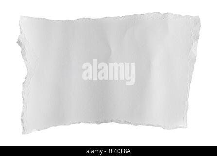 Torn white paper sheet isolated on white background with textured vintage edges Stock Photo
