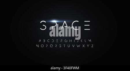 Futurism space style alphabet. Thin segment line font, minimalist type for modern futuristic logo, elegant monogram, digital device and hud graphic Stock Vector