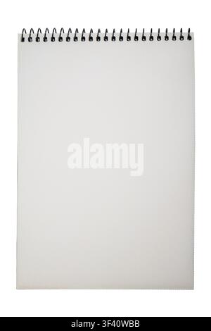 Empty spiral bound notebook page for writing sketching, documentation notes Stock Photo
