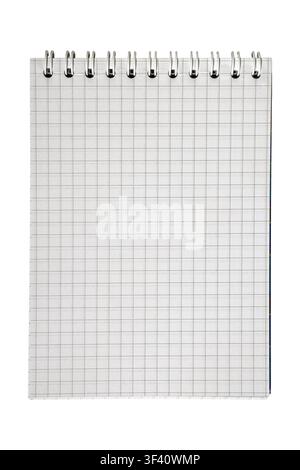 Blank squared notebook page with metallic spiral binding for plotting Stock Photo