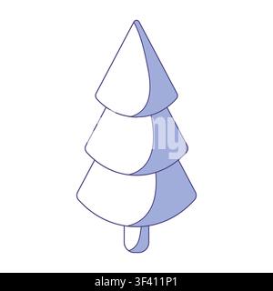 Christmas tree in isometric view. Flat vector illustration for holiday decor, winter greetings, festive packaging. New Year design Stock Vector