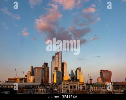 End of another day in the summer in the City of London at sunset Stock Photo