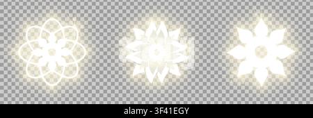 Light shiny abstract geometric flower logo template pack. Business abstract icon isolated on transparent background. Use for logo, sign, symbol, web, Stock Vector
