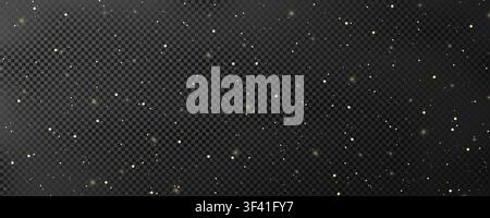 Black night starry sky with clouds isolated on transparent background. Realistic glowing space abstract. Vector illustration Stock Vector