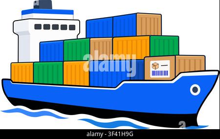 Container Ship for International Freight Shipping Stock Vector