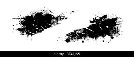 Splatter Paint Texture space for text. Black Spray Blot of Ink. Place illustration Over any Object to Create Grungy Effect . hand drawn. Not AI Stock Vector