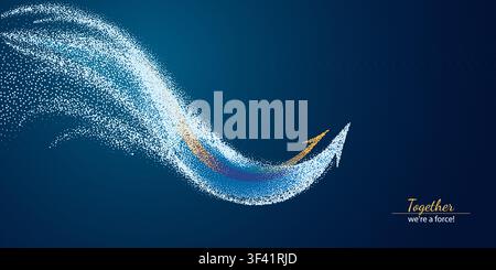 Abstract digital 3D growth arrows up on technology blue background. Stock Vector
