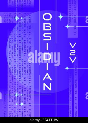 Abstract Geometric Sci-Fi Poster with White and Blue Futuristic Digital Composition Stock Vector