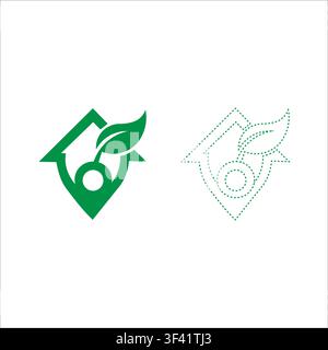 Green home leaf emblem -eco friendly vector logo design Stock Vector
