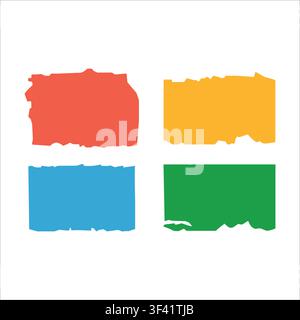 colorful torn paper label set -abstract ripped paper sticky notes collection Stock Vector