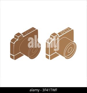 modern isometric camera icon set -3D photography equipment vector collection Stock Vector