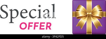 Special offer typography banner with luxury gift box. Promotional discount design for Fathers Day retail campaign Stock Vector
