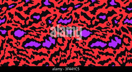 Trendy abstract neon leopard seamless pattern. Repeated vibrant cheetah background. Repeating exotic animal swatch for textile design, fashion print. Bright safari theme wallpaper. Vector backdrop Stock Vector