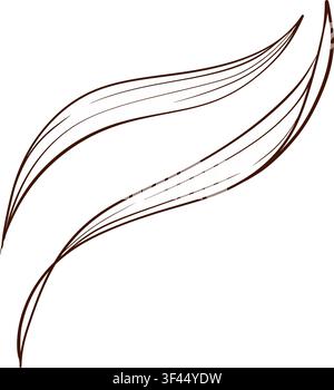 Iris long arching leaf botanical vector ink drawing, black white contour illustration in vintage style for branding, packaging, stationery, book Stock Vector