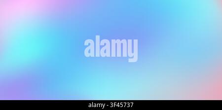 Spring iridescent blue purple gradient background with soft pastel sky gradation backdrop. Blue purple gradient bg with neon light of sky aurora glow with hologram texture of blur mesh background Stock Vector