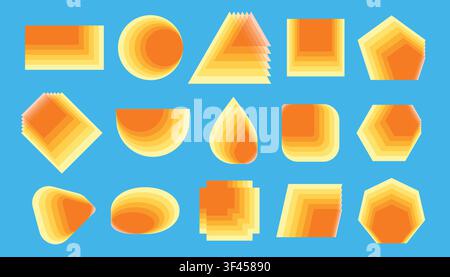 Fantastic overlapping shapes set. Yellow geometric blend elements. Vector translucent geometric artwork Stock Vector