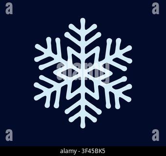 Christmas celebration blue snowflake cartoon element. Christmas party frosty decoration, merry Xmas celebration vector snowy snowflake. Happy New Year festival sticker or element Stock Vector