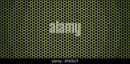 Soccer hexagon seamless pattern with green outline grid. Carbon fiber honeycomb mesh texture. Geometric football background Stock Vector