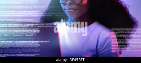Focused African American Woman Working On Laptop In Modern Office, Technology Concept Stock Photo