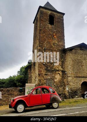 Old car on the road, photo as a background, digital image Stock Photo
