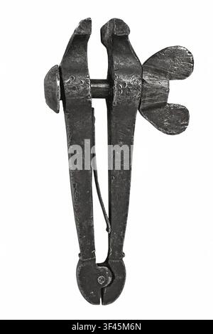 Vintage hand vise isolated over white background Stock Photo