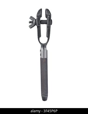 Vintage hand vise isolated over white background, clipping path Stock Photo