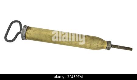 Vintage bike pump isolated over white background, clipping path Stock Photo