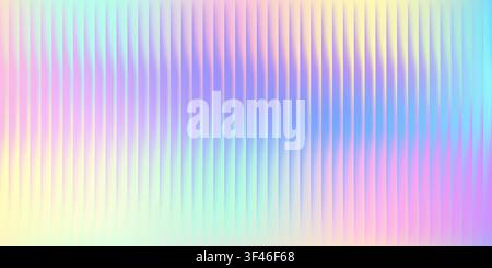 Glass ribbed texture with gradient light effects. Abstract holographic vertical lines on reflective background with futuristic glossy backdrop. Vector Stock Vector