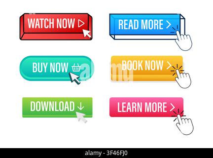 Call to action buttons on website design interface Stock Vector