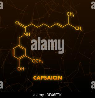 Capsaicin chemical formula representing spicy food molecules Stock Vector