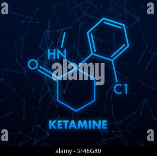 Ketamine molecular structure chemical formula drug medicine Stock Vector