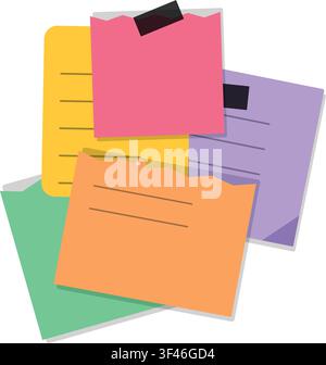 Multicolor memo note set vector illustration isolated on white background Stock Vector