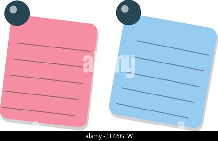 Ruled memo sticky note paper vector illustration isolated on white background Stock Vector