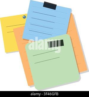 Memo note paper arrangement vector illustration isolated on white background Stock Vector