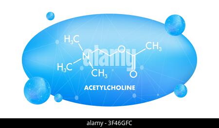 Acetylcholine structural formula on blue abstract background Stock Vector