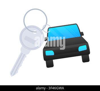Car key and keychain with vehicle symbol Stock Vector