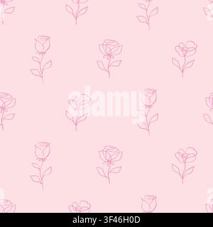 Soft pink roses seamless pattern delicate flowers Stock Vector