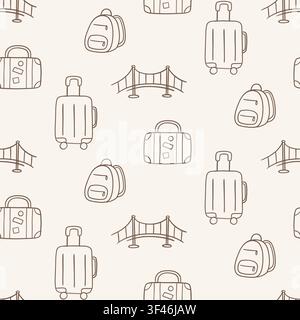 Travel seamless pattern with suitcase tourism Stock Vector