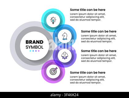 Infographic template with icons and 4 options or steps. Transparent circles. Can be used for workflow layout, diagram, banner, webdesign. Vector illus Stock Vector
