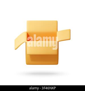 Open cardboard box 3d icon. Stock Vector