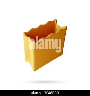 3D Yellow paper bag illustration. Stock Vector