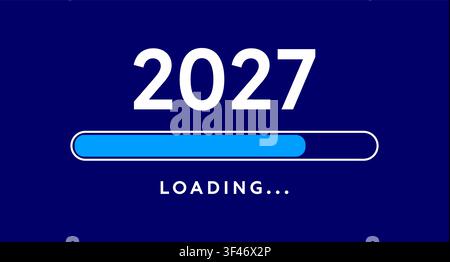 2027 progress bar, New Year 2027 loading countdown design Stock Vector