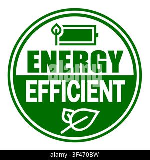 Energy efficient product, green round label. Information sign. Stock Vector